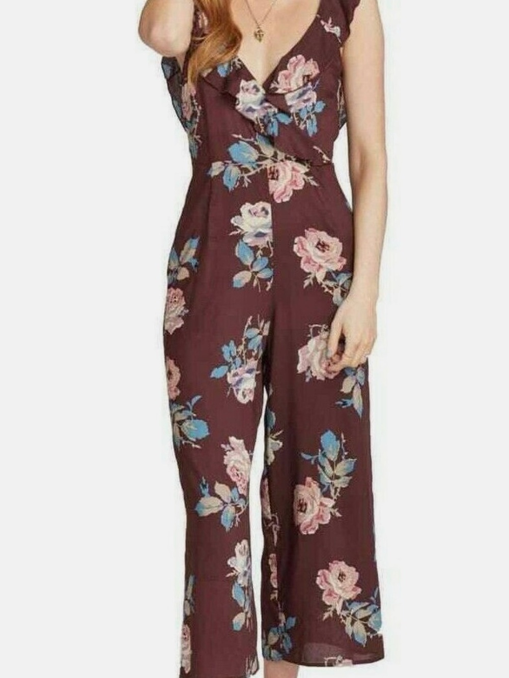 SHOW ME YOUR MUMU Chocolate & Roses’ Cropped Jumpsuit